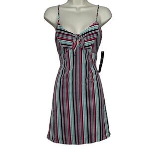 TRIXXI Multicolor Striped Spaghetti Strap Sweetheart Neckline Mini Shift Dress S